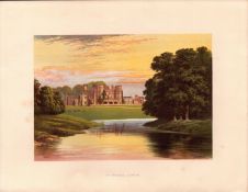 Sundorne Castle Shropshire Gilt-Edge Coloured Antique Book Plate.