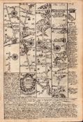 Britannia Depicta c1730 Map The Road From London to Kings Lynn.