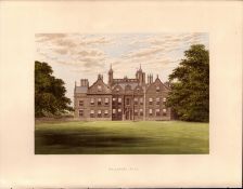 Willesley Hall Leicestershire Gilt-Edge Coloured Antique Book Plate.