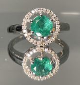 Beautiful Natural Emerald Ring With Natural Diamonds And 18k Gold