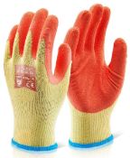50 Pairs Gloves B-Click Multi Purpose Orange Latex P/C Glove L (Pack of 10)