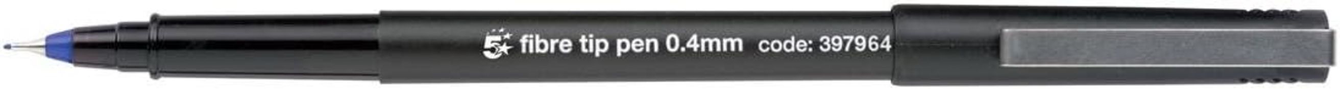 50 Boxes, 5 Star Fibre Tip Pen Medium 0.4mm Tip 0.4mm Line Blue [Pack of 12]