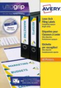 10 x Avery Laser Lever Arch Filing Label 4 Per Sheet 25 Pack L4761 White New
