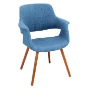 Vintage Flair Mid-Century Modern Chair In Walnut and Blue In The Vintage Flair