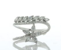 18ct White Gold Flower and Leaves Diamond Ring 1.00 Carats
