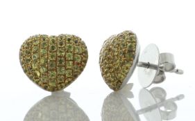 18ct White Gold Theo Fennel Diamond and Sapphire Heart Shaped Stud Earrings
