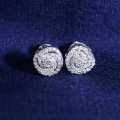 14 K/ 585 White Gold Diamond Earring Studs
