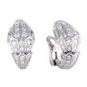 14 K / 585 White Gold Serpenti Diamond Ear Clips