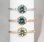Natural - 0.77ct Queensland Montana Sapphire Ring - 14K White Gold