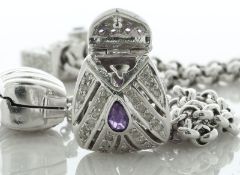18ct White Gold Ladies Dress Charm Diamond Bracelet