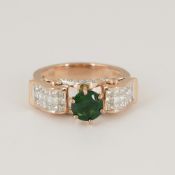 14 K / 585 Rose Gold Tsavorite Garnet & Diamond Ring