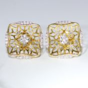 14 K / 585 Yellow Gold Diamond Earrings