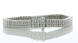 14ct White Gold Three Row Tennis Diamond Bracelet 7
