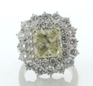 18ct White Gold Radiant Cut Fancy Cluster Diamond Ring (4.58) 2.88 Carats