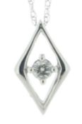 9ct White Gold Kite Shape Diamond Pendant and Chain 0.06 Carats