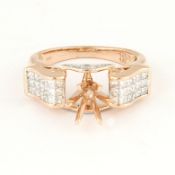 14 K / 585 Rose Gold Diamond Ring - Center Stone Unmounted