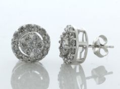 9ct White Gold Round Cluster Diamond Stud Earring 1.00 Carats