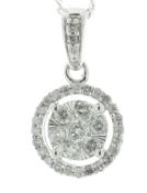 9ct White Gold Round Cluster Diamond Pendant 0.25 Carats