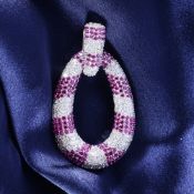 14 K / 585 White Gold Diamond and Ruby Pendant