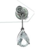 18ct White Gold Diamond and Aqua Marine Drop Earrings (Am1.36) 0.16 Carats