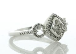 9ct White Gold Cluster With Halo and Shoulders Ring 0.17 Carats