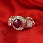 14 K / 585 Rose Gold Designer Ruby (GIA Certified) & Diamond Ring
