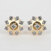 14 K / 585 Yellow Gold Diamond Earring Studs