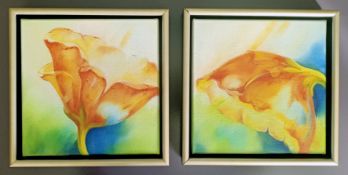 Ans Moederscheim-Bout Voerendaal 2-Panel Painting Flowers (#0456)
