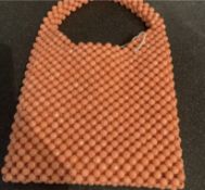 Vintage Original 1960s MOD Girl Coral Beaded Bag