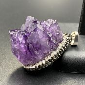 94.75 Cts Natural Brazilian Amethyst With Marcassite & CZ Pendant