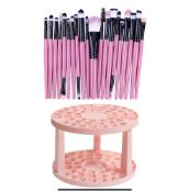 20 pcs Multi Functional Make-up Brush Set & Storage Rack Pink
