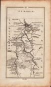 Ireland Rare Antique 1777 Map Road From Dublin To Ennis By Nenagh.