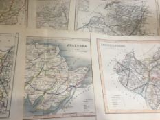 Collection of 17 Antique Steel Engraved Victorian Maps 1850 Thomas Dugdale.