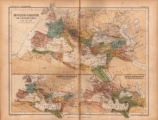 Antique 1867 Coloured Geography Map Imperium Rome.