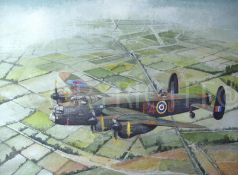 RAF WW2 153 Squadron Lancaster In Flight Metal Wall Art