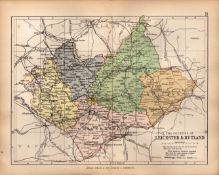 County of Leicestershire 1895 Antique Victorian Coloured Map.