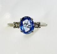 Beautiful 1.75 Ct Unheated Ceylon Cornflour Blue Sapphire Diamonds & Platinum