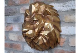 Wall Mounted Geometric Golden Lion Head