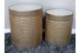 Set of 2 Golden Mirrored Side Tables