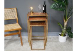 Set of 3 Copper Finish Nested Coffee Tables