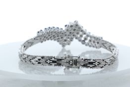 18ct White Gold Diamond and Cornflour Blue Sapphire Bracelet