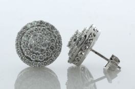 14ct white Gold Round Cluster Diamond Earring 1.40 Carats