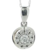10ct White Gold Diamond Cluster Pendant and 18