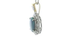 18ct White and Yellow Gold Oval Cluster Diamond and Opal Pendant (O1.30) 0.54 Carats
