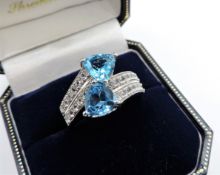 Blue Topaz Ring in Sterling Silver NEW with Gift Pouch