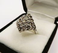 Sterling Silver Paraiba Tourmaline Cluster Ring New with Gift Pouch