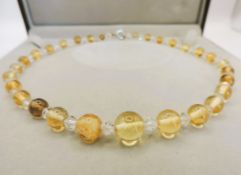 Art Deco Citrine & Rock Crystal Necklace Circa 1930's With Gift Box