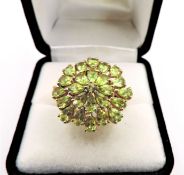 18K Gold Silver Peridot Ring 5.75 cts New With Gift Pouch