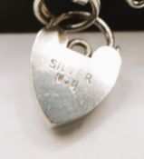 Vintage Sterling Silver Four Bar Heart Padlock Gate Bracelet