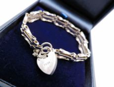 Vintage Sterling Silver Three Bar Gate Bracelet with Gift Box